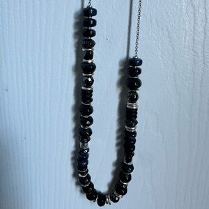 Stella & Dot long necklace-silver/black-adjustable